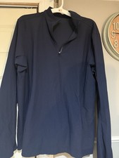 Lululemon Sweater Mens Large L Navy Blue Performance Sweatshirt-photo Measure