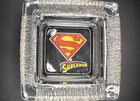 Vintage Superman Glass Ashtray 1970s DC Comics Logo Ashtray Retro Tobacciana