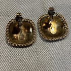 Vintage Gold Tone Square Clip On Earrings — photo 3