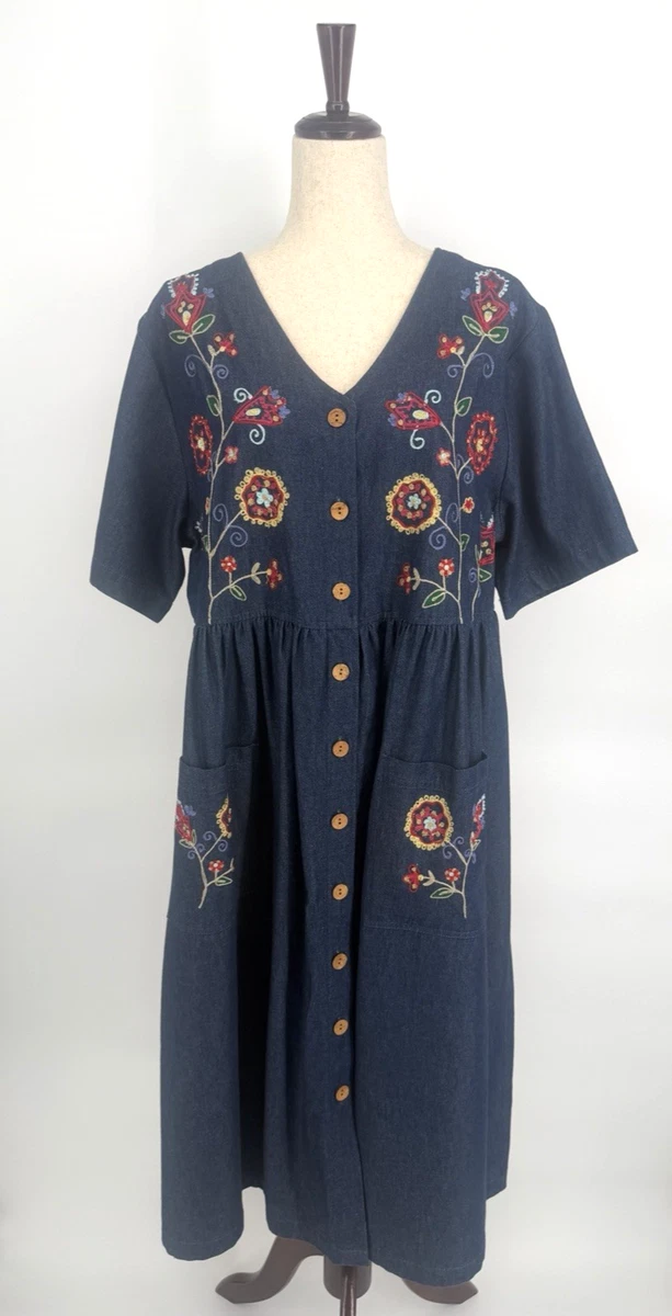 Robe Denim Chambray Pixie Market - Taille S/M - Manches Courtes Avec Laçage - Neuf Sans étiquettes