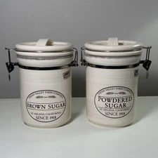 Fresh Valley Farms Company Stoneware POWDERED SUGAR & BROWN SUGAR Canister Set