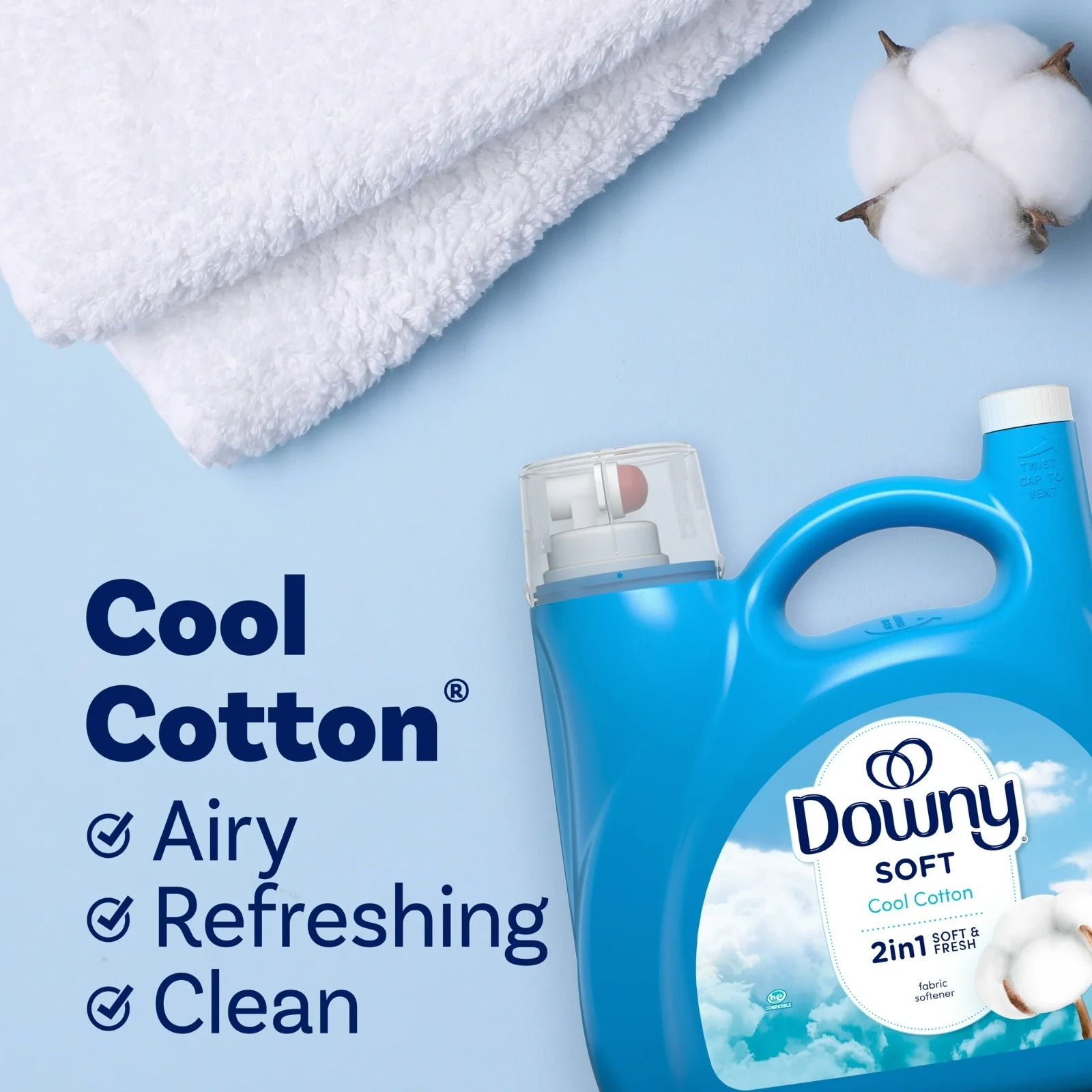 Downy Liquid Laundry Fabric Softener and Conditioner, Cool Cotton Scent