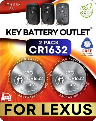 Key Fob Batteries for Lexus (2-Pack) CR1632 -Lexus RX350 (07-15), GX460 (10-2...