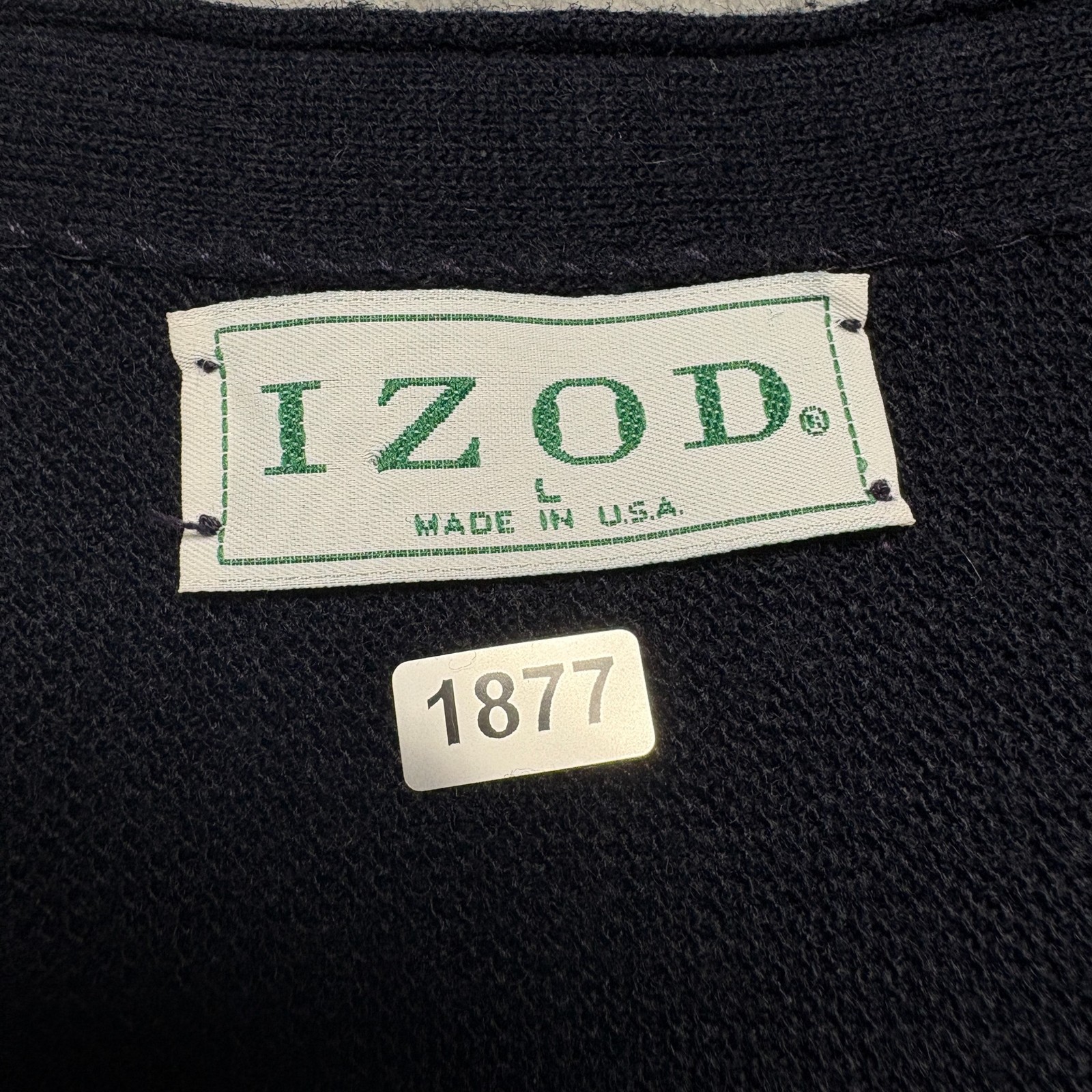 Vintage Izod Cardigan Sweater Men Large Black Knit Outerwear V Neck Button Front