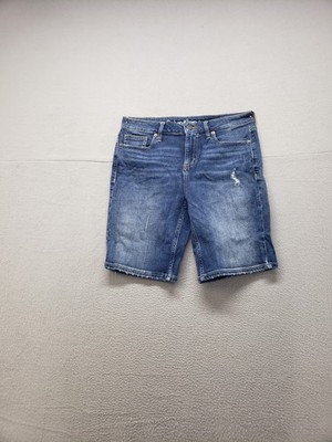 Calvin Klein Men Bermuda Shorts 27 Blue Denim Stretch Low Rise Button Casual