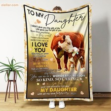 To My Daughter Cow Farm Fleece Blanket Country Animal Gift Throw