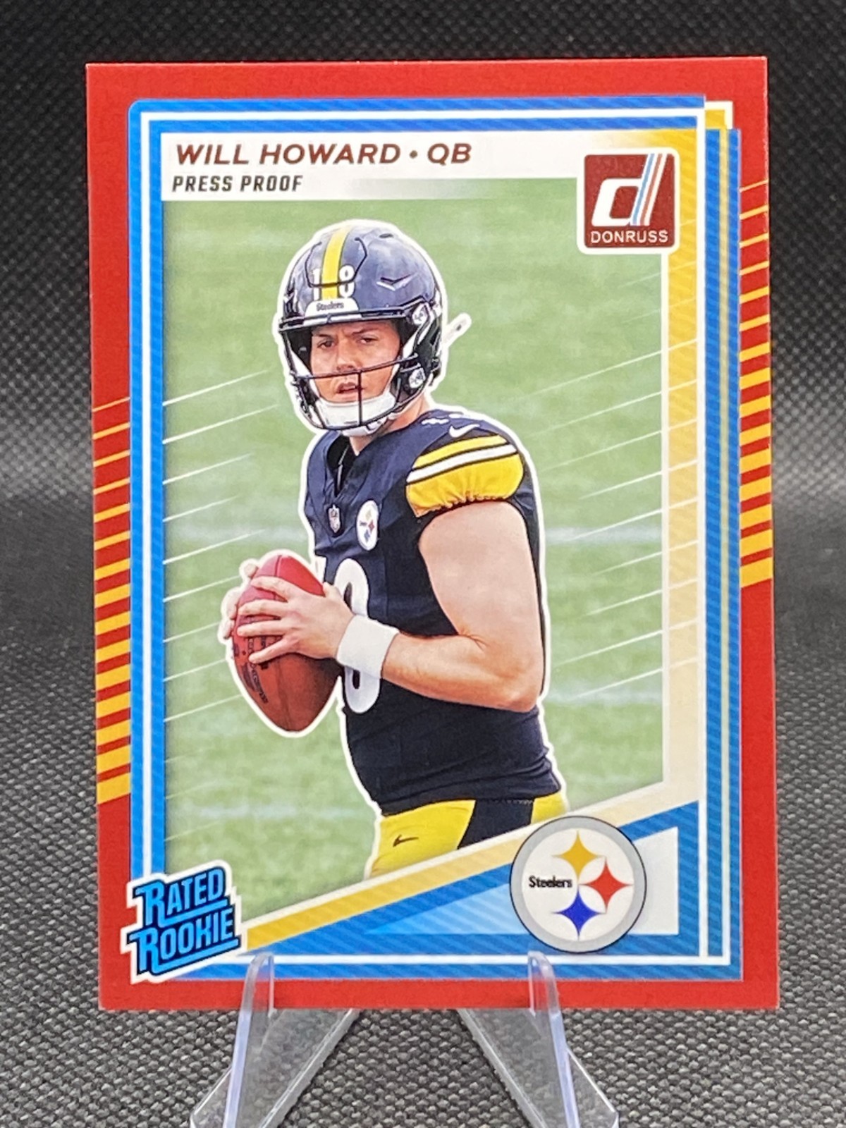 2025 Donruss Will Howard Red Press Proof Rated Rookie Steelers #309
