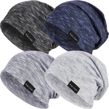 Lightweight Slouchy Beanie for Men Women, Oversize Thin Cotton Skull Cap Chemo C