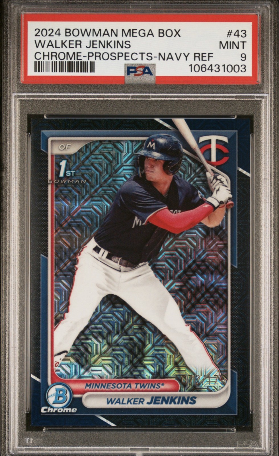 2024 Bowman Chrome Prospects Walker Jenkins #BCP-43 Navy Mojo Refractor /175 RC