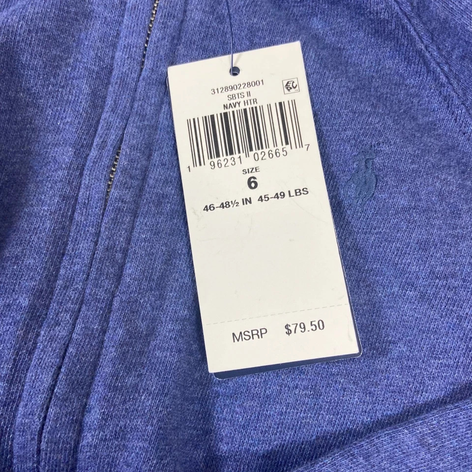 Polo Ralph Lauren Niñas Spa Terry Mono con Capucha Mameluco Azul Talla 6 NUEVO L/S Foto 2 de 4