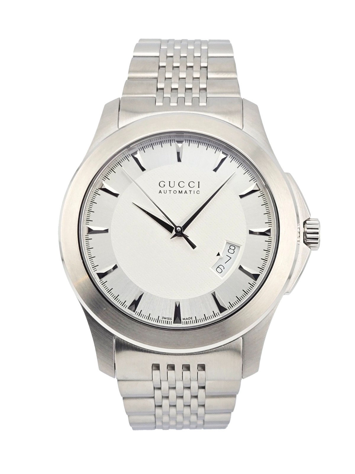 Gucci Timeless Mens Silver Dial Stainless Steel Watch YA126209 $1295