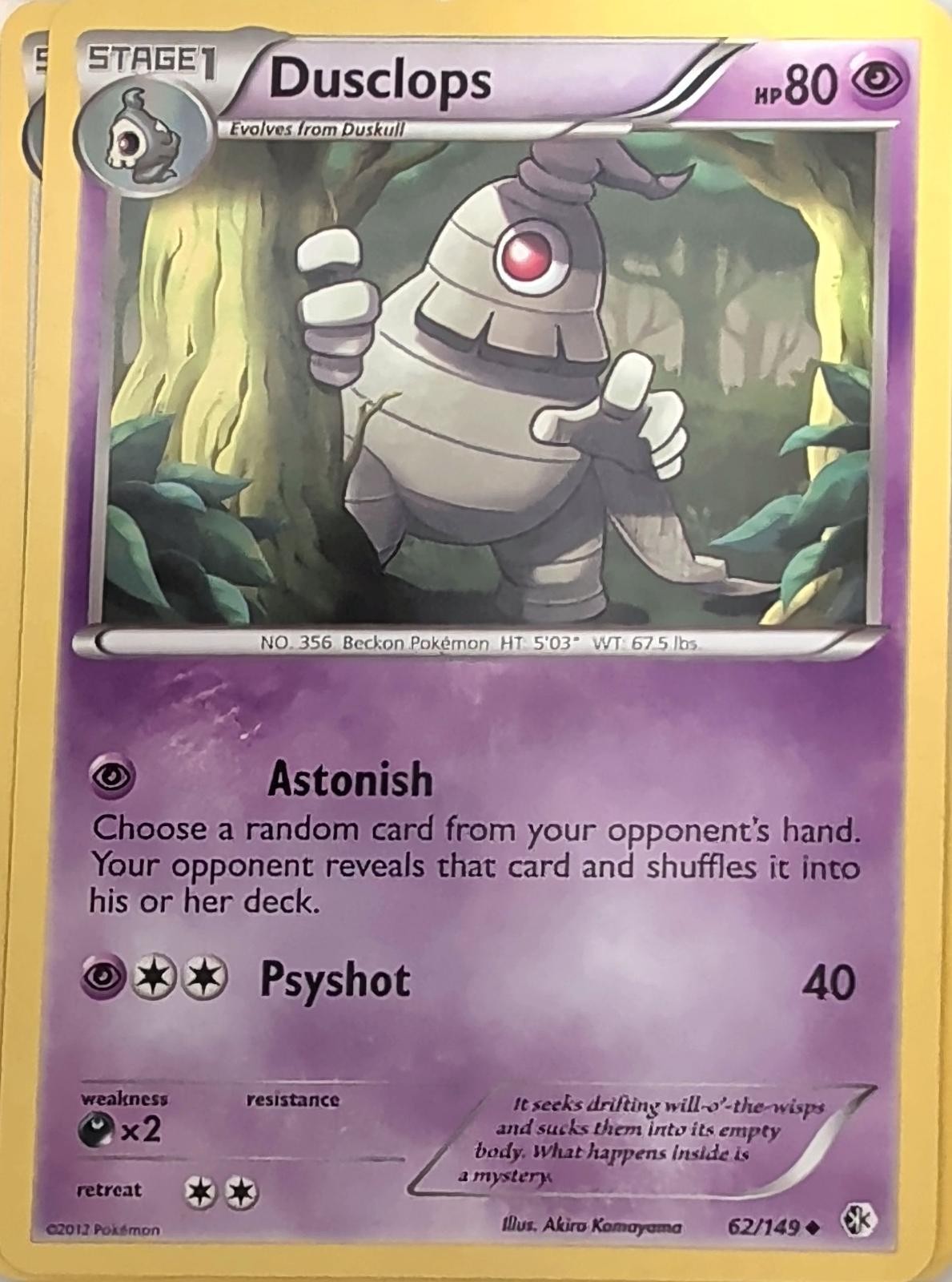 Dusclops 62/149 Uncommon Boundaries Crossed Pokemon Lightly Played