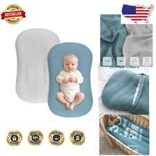 Muslin Cotton Newborn Lounger Pillow Covers - 2pk, Reinforced Stitching