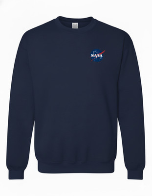 NASA Embroidered Meatball Logo Crew Neck Sweatshirt - Navy Blue -Sizes up to 3x