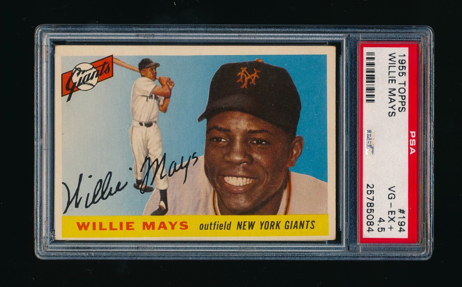 1955 Topps #194, Willie Mays PSA 4.5 VGEX-EX Great Color Nice Card HOF