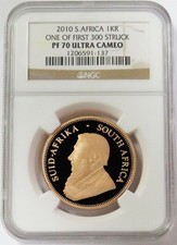 2010 GOLD 2500 MINTED SOUTH AFRICA 1oz KRUGERRAND NGC PF 70 ULTRA CAMEO