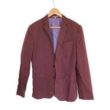 Express Photographer Slim Fit Blazer Burgundy Maroon Cotton Stretch Mens 38R