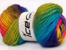 Green Blue Pink Gold Purple Rainbow 62912 Ice Yarns Striping Dk Acrylic 100g262y
