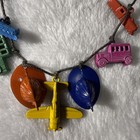 Vtg Cracker Jill Charm Necklace Painted Metal Airplanes w/ Cord (0132) — photo 4