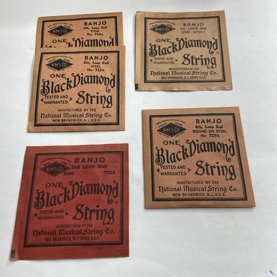 Vintage Black Diamond Banjo Strings Assortment Steel Lot Of 5