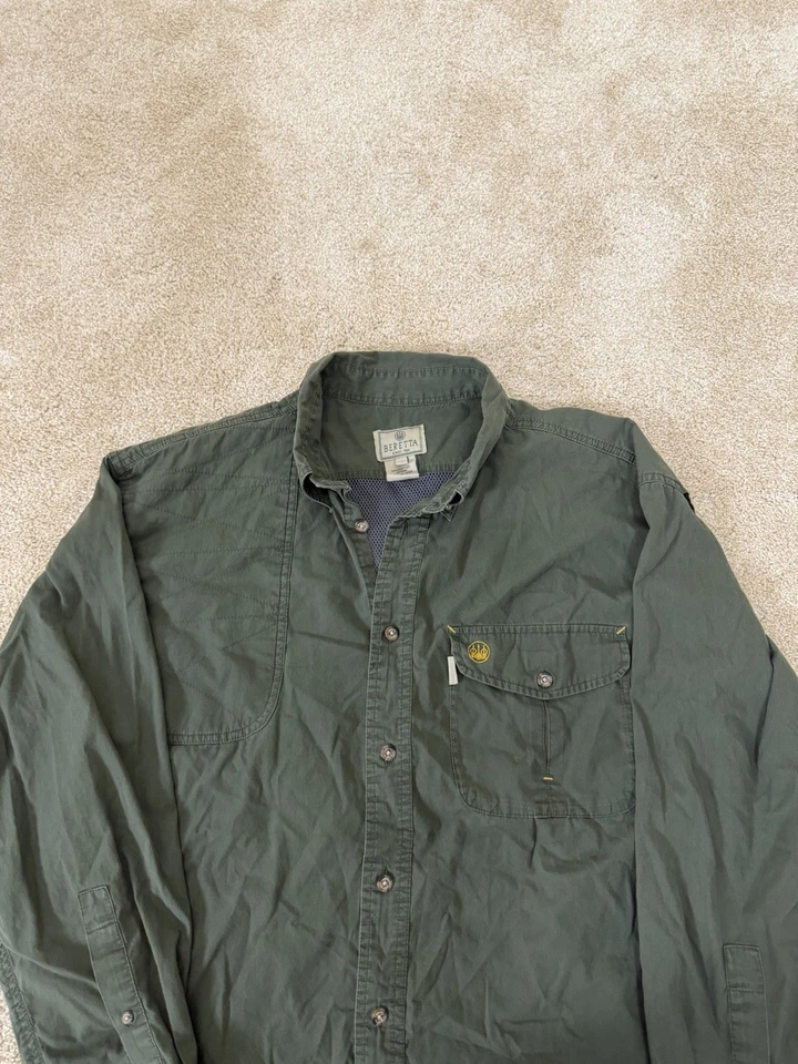 Camisa de vestir para hombre BERETTA caza tiro al aire libre manga larga L 100 % algodón Foto 2 de 4