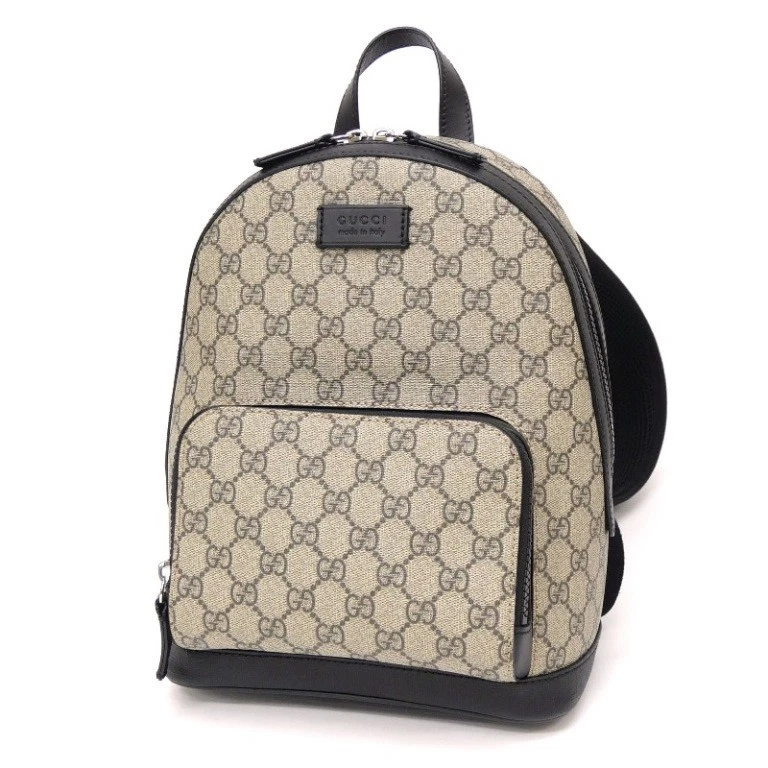 Sac à dos Gucci GG Supreme Small Eden beige/noir PVC cuir occasion