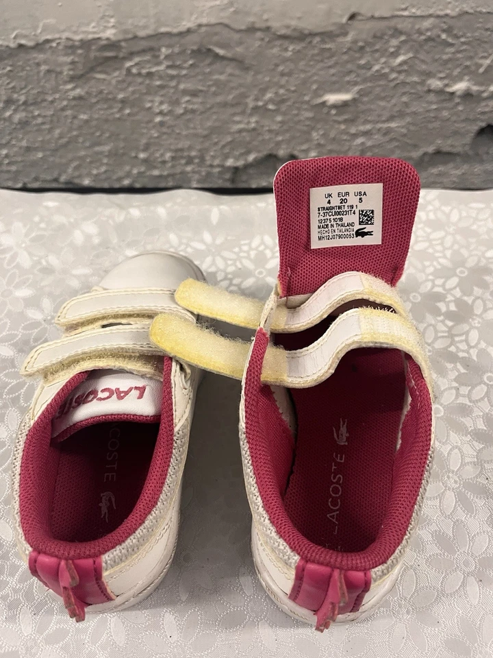 Juego recto Lacoste 119 zapatos de gancho y bucle para niños pequeños 7-37CUI00231T4 - blanco/rosa Foto 3 de 4