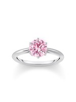 Thomas Sabo TR2474-051-9-54 Silberner Ring Mit Pinkfarbenem Stein Im Brillant...