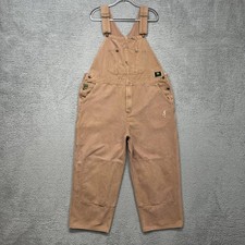 John Deere Bib Overalls Mens 44x27 Brown Canvas Workwear Utility Carpenter