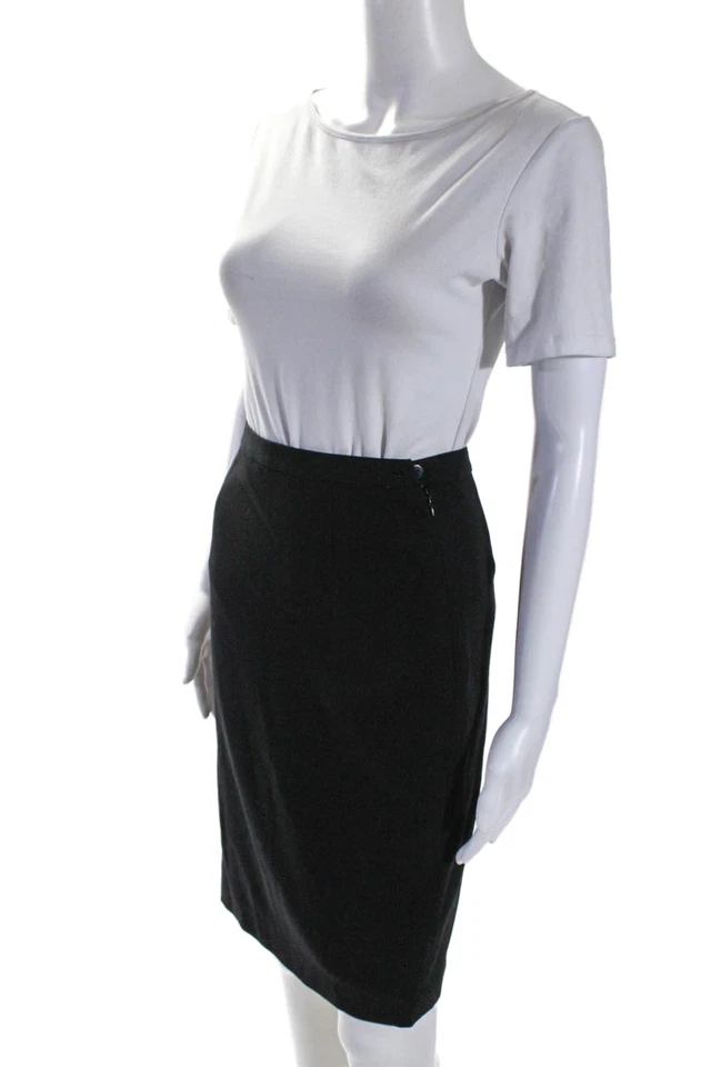 Giorgio Armani Womens Knee Length Pencil Skirt Jet Black Wool Size EUR 36 - Image 2 of 4