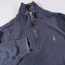 Polo Ralph Lauren Quarter Zip Sweater Mens Large Navy Blue Pima Cotton