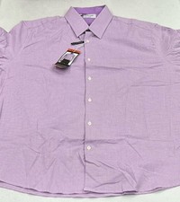 Duchamp London Men's Slim Fit Cotton Stretch Shirt, Dark Purple, Size 18.5 XXL