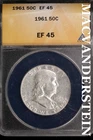 1961 Franklin Half Dollar-ANACS EF 45 Extra Fine #SLM538