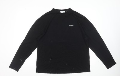 Collusion Men's Black Long Sleeve Mock Neck Cotton T-Shirt Size M