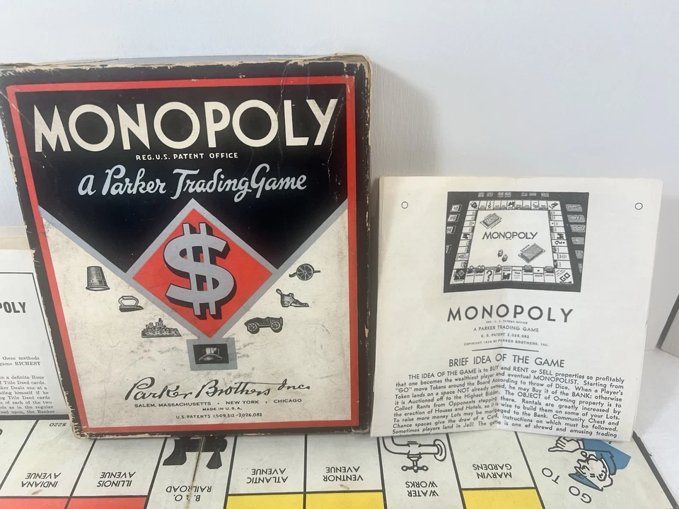 1936 Monopoly Board Game Black Box Parker Brothers RARE- See Description - Image 4 of 4