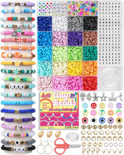 Bracelet Making Kit 5000 Pcs Clay Beads Flat Preppy Beads for Friendship Jewelry