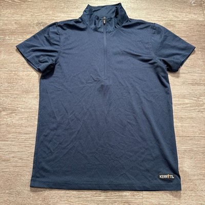 Kerrits Shirt Girls Kids Medium Blue Quarter Zip Short Sleeve Breathable Light