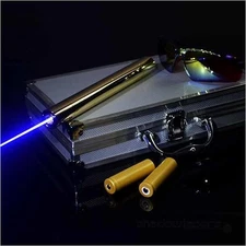  450nm Blue Laser Pointer Adjustable Focus Flashlight Visidle Beam Laser+Case US