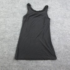 J.CREW Dress Womens XS Black Tank Dress Scoop Neck Strappy Ruffle Modal