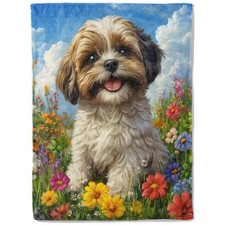 Aesthetic Shih Tzu Dog Flannel Throw Blanket 50x60 Inch Soft Warm Fleece