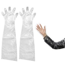 50Pcs Disposable Plastic Veterinary Insemination Rectal Long Arm Gloves Plast...