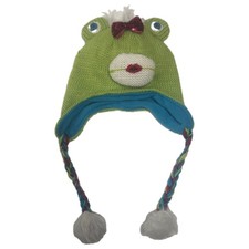 Total Girl Trapper Girls Green Frog Trapper Hat Peruvian Critter Beanie