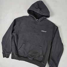 White Fox Hoodie Womens M/L Black Pullover Embroidered Logo Sweatshirt Cotton