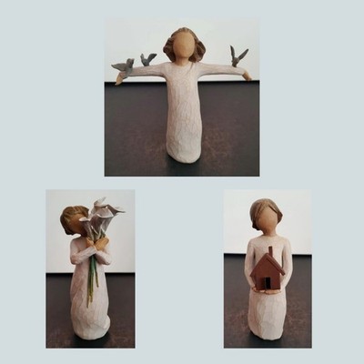Willow Tree Figurine Lot of 3 Happiness Mi Casa Beautiful Wishes Susan Lordi