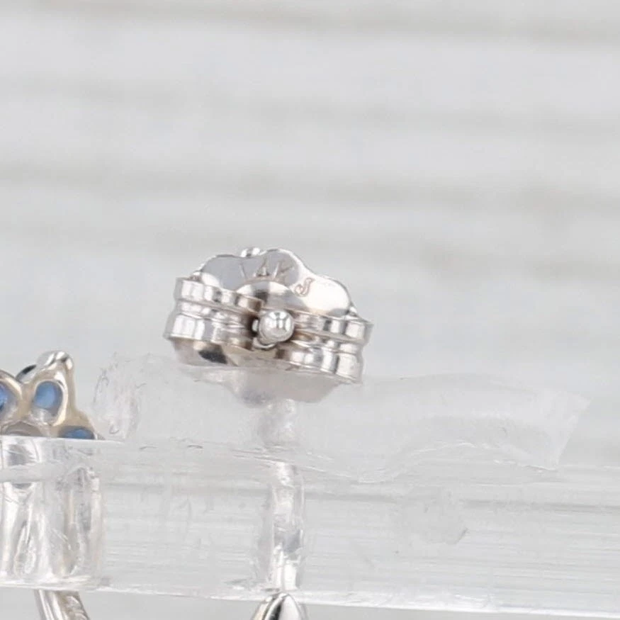 Pendientes Wishbone Flor Diamante Zafiro Azul 0.30ctw Oro Blanco 14k Foto 4 de 4