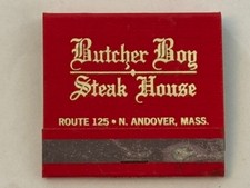 Butcher Boy Steak House Restaurant Full Matchbook North Andover Massachusetts MA