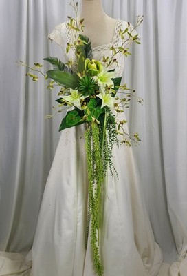 Green Tropics Boho Faux Silk Wedding Bouquet