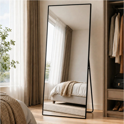 BEAUTYPEAK 64'' x 21'' Full-Length Rectangle Floor Mirror, Black