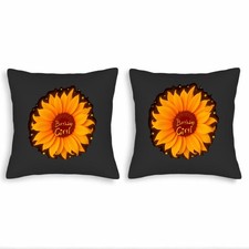 Set of 2 18x18in Throw Pillow Covers with Vibrant Sunflower Design