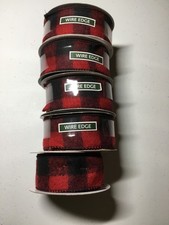 Wired Christmas Ribbon 4 NEW rolls and ONE PARTIAL roll of Flannel Buffalo Plaid